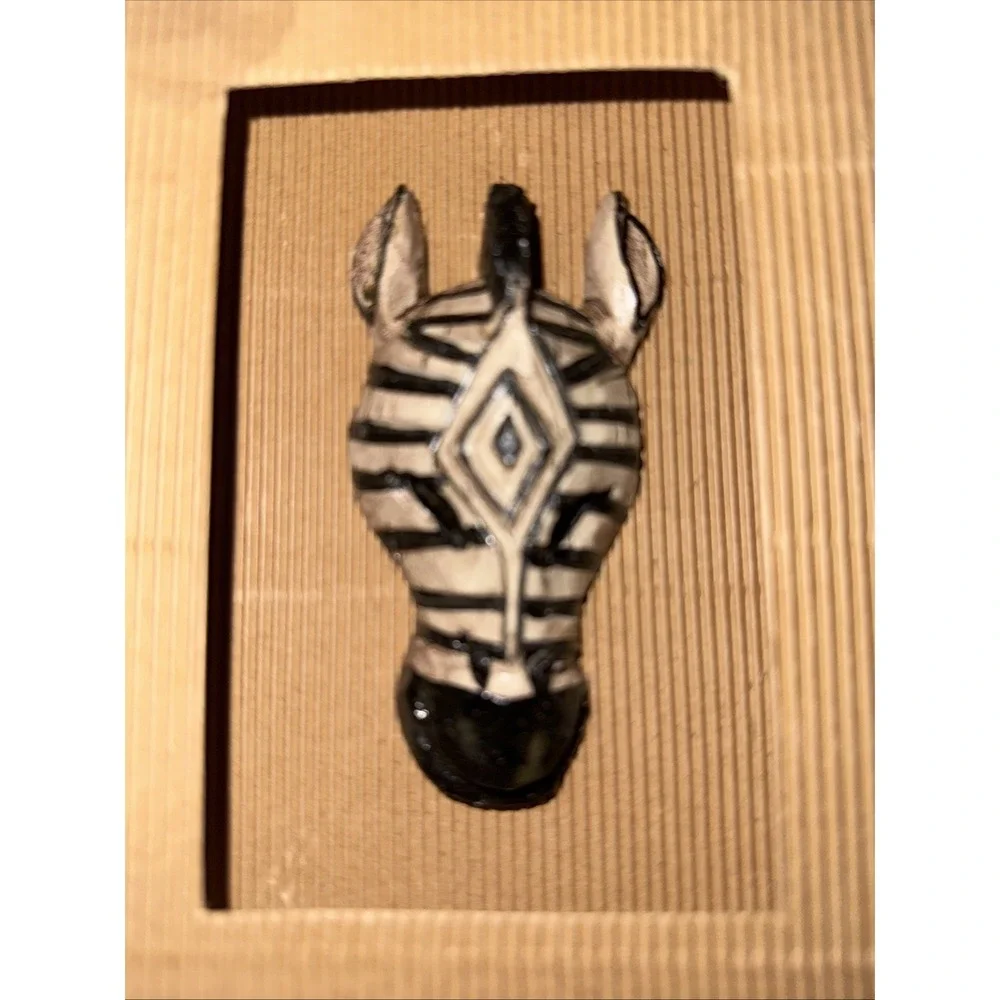 Vintage Framed Zebra Tribal Mask 8.5 x 6.75
